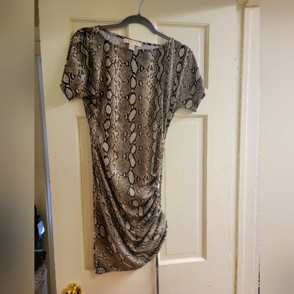 Snake Print Mini Ruched Michael Michael Kors Dress